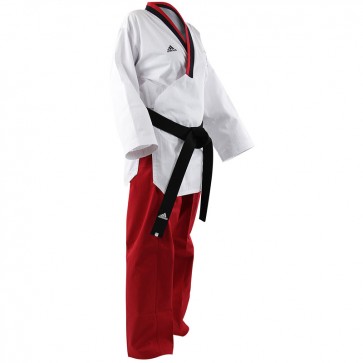 Adidas Poomsae Taekwondopak Girls Wit/Rood 140cm