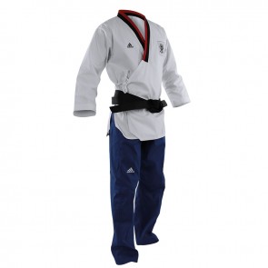 Adidas Poomsae Taekwondopak Boys Wit/Licht Blauw 130cm